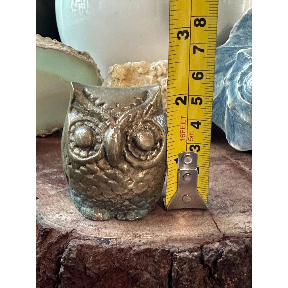 Vintage Brass Owl Figurine | Woodland Shelf Accent, Cottagecore Decor (2 inches)